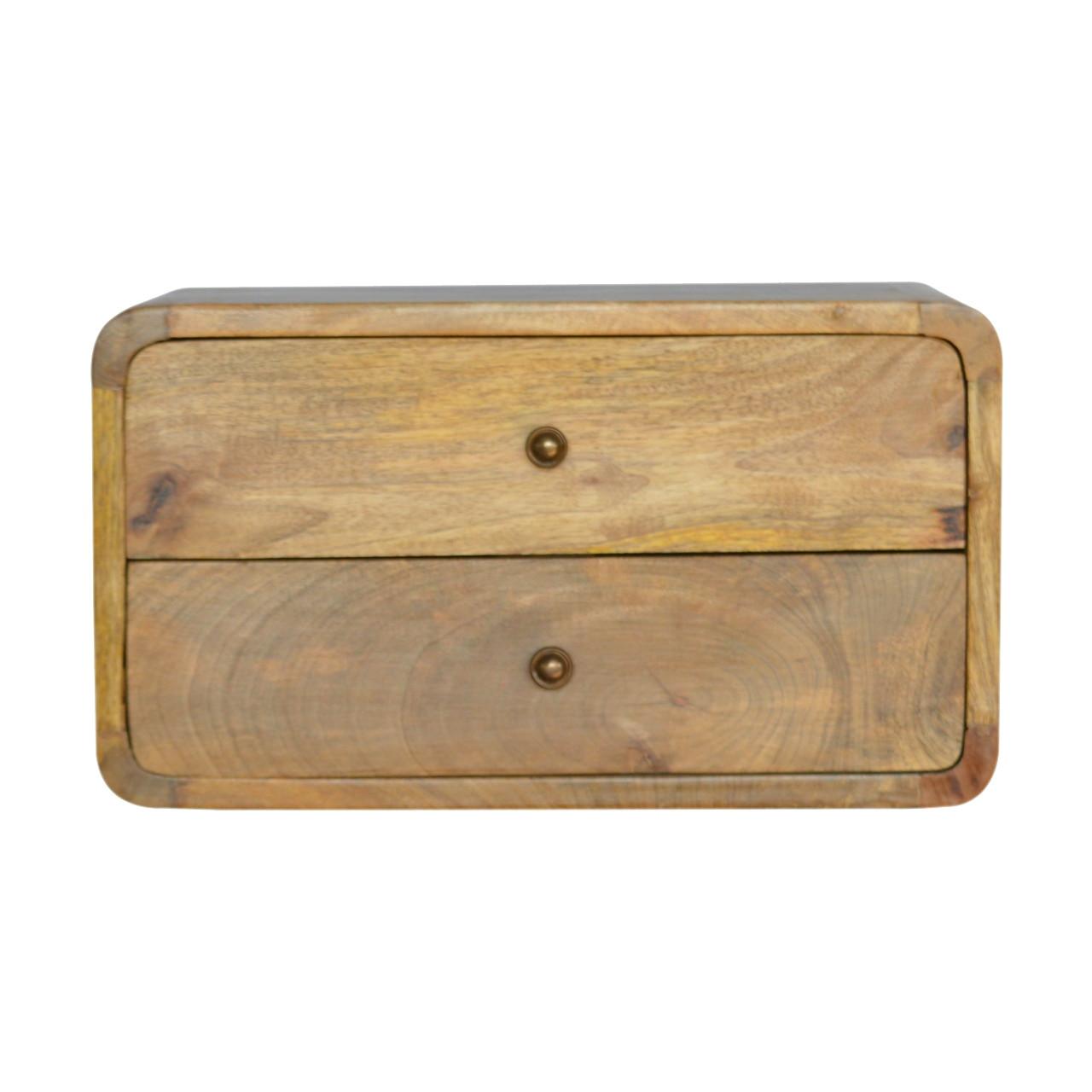 NACHTTISCH mit 2-Schubladen, Wandmontiert, Beige - Messingfarben/Braun, Holz/Metall (45/25/32cm) - Artisan Furniture