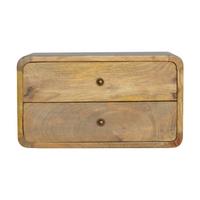 NACHTTISCH mit 2-Schubladen, Wandmontiert, Beige - Messingfarben/Braun, Holz/Metall (45/25/32cm) - Artisan Furniture