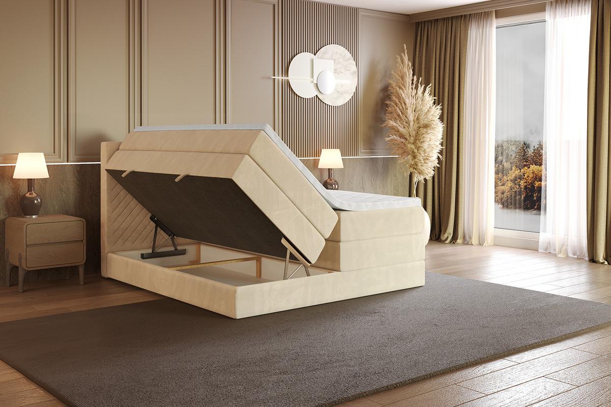 BOXSPRINGBETT mit Matratze H3|H4 und Lattenrost - VEXA KING-120x200 - Beige Monolith - Beige, Holzwerkstoff (120/200cm) - ALTDECOR