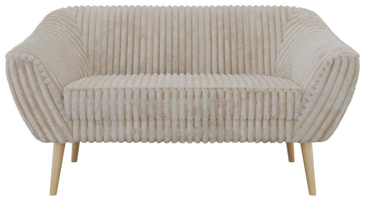 2-SITZER-SOFA PIRS - Beige Cord - Holzbeine - Beige/Buchefarben, Holzwerkstoff/Textil (140/75/74cm) - MKS