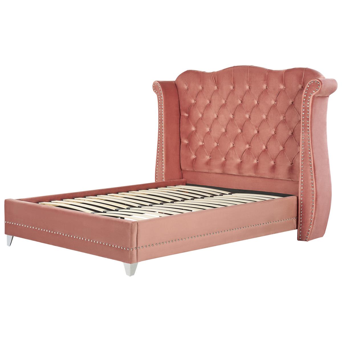 POLSTERBETT 160/200cm Rosa Ayette - Pink, Textil (160/200cm) - Beliani