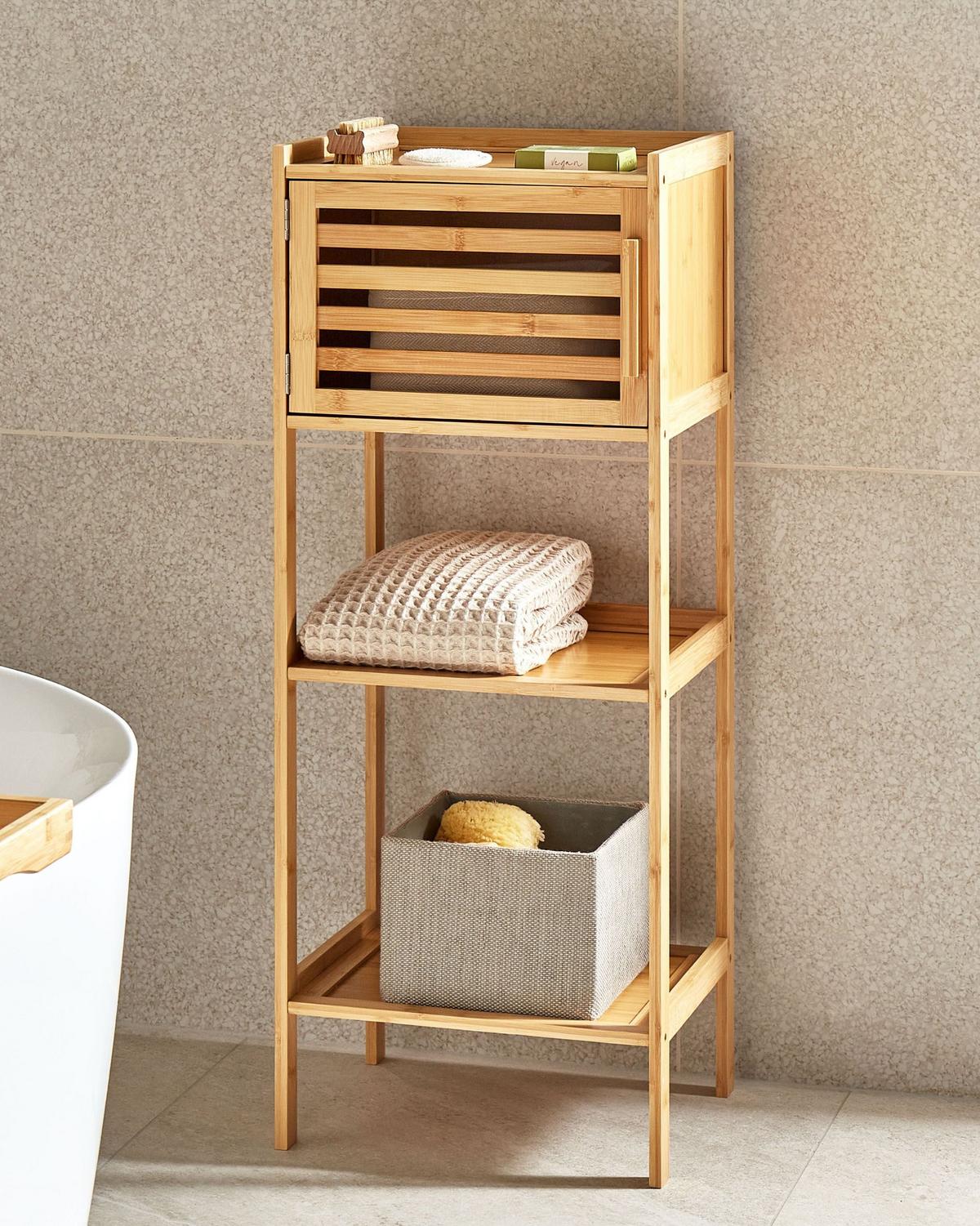 REGAL Bambus Hellbraun Beckley - Braun, Holz (36/91/30cm) - Beliani