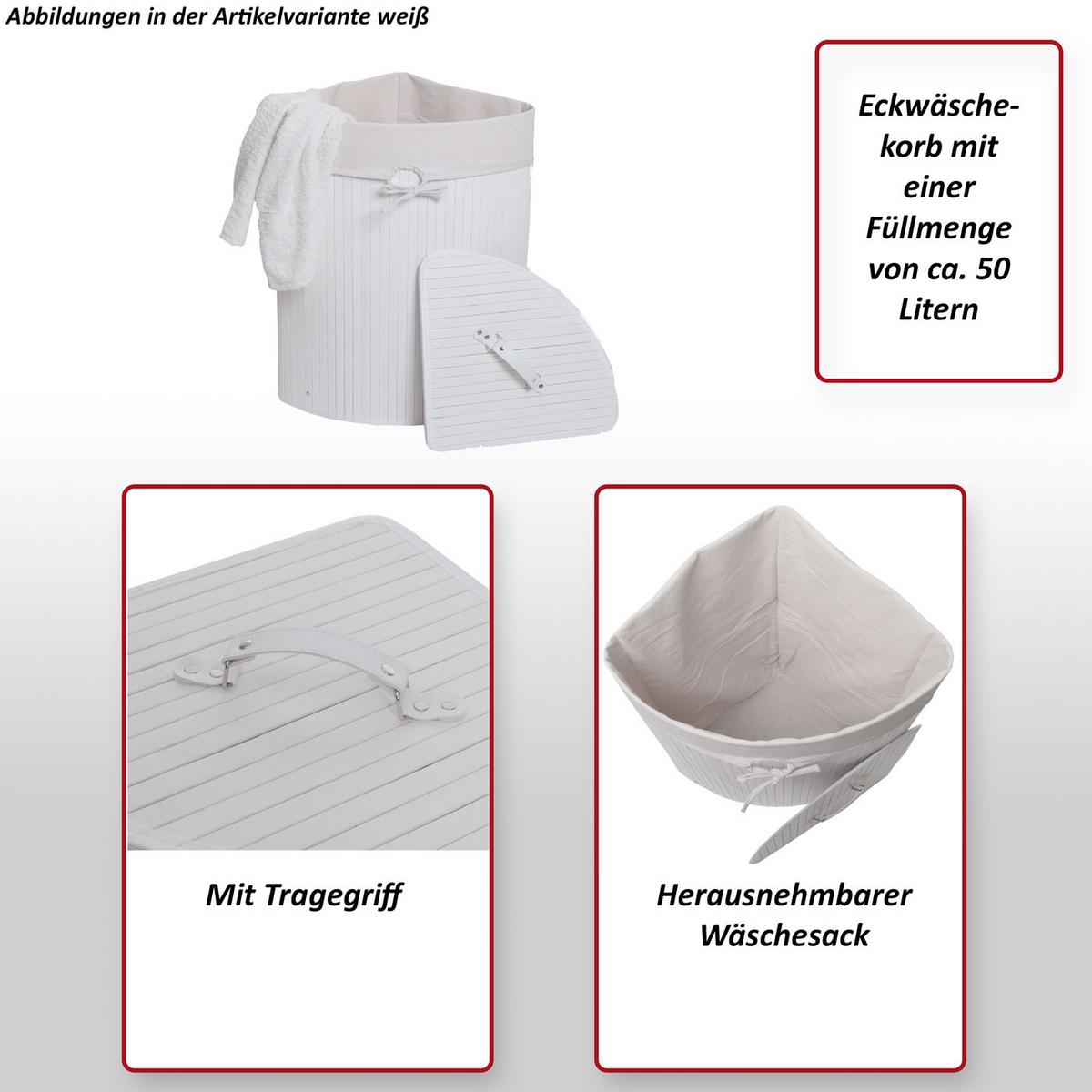 ECKWÄSCHEKORB Weiß - Weiß, Textil (48/61/35cm) - MCW