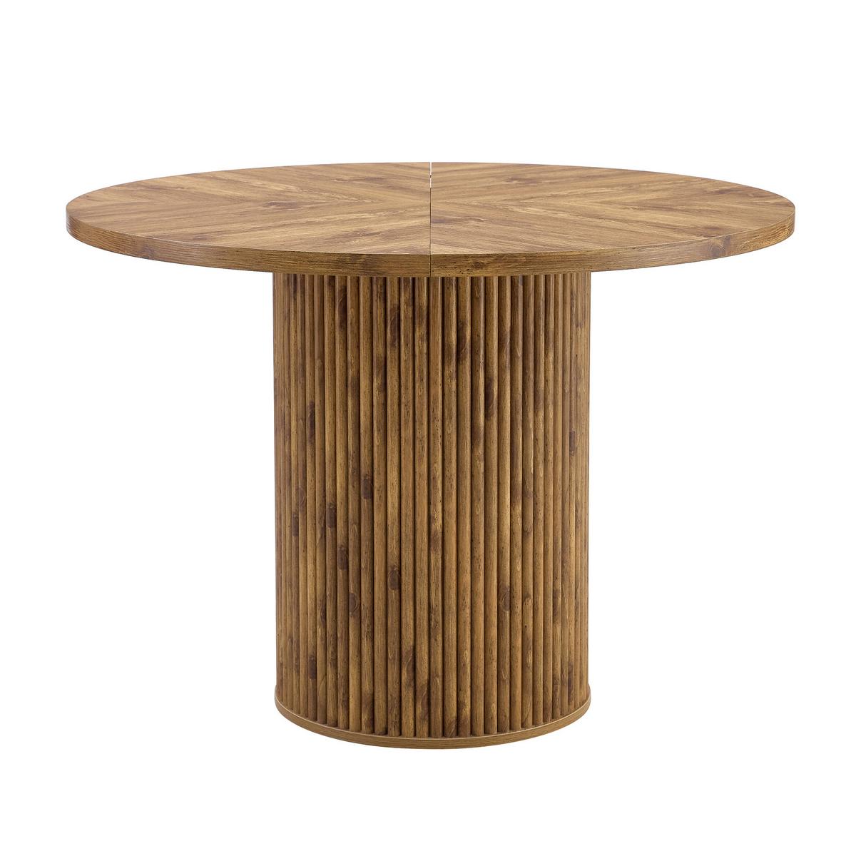 ESSTISCHSET rund 100cm 4 stühle holzoptik - Eichefarben, Textil (100/76/100cm) - Urban Meuble