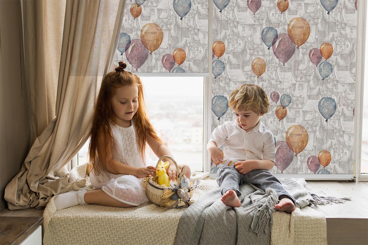 INNENROLLO - Fensterrollo - Rollo - 100x140 cm - Ballons - Orange, Kunststoff (100/140/0.5cm) - TULUP