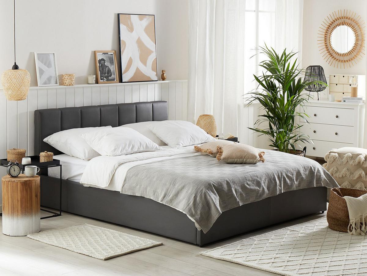 BETT 160/200cm Dunkelgrau Dreux - Dunkelgrau, Textil (160/200cm) - Beliani
