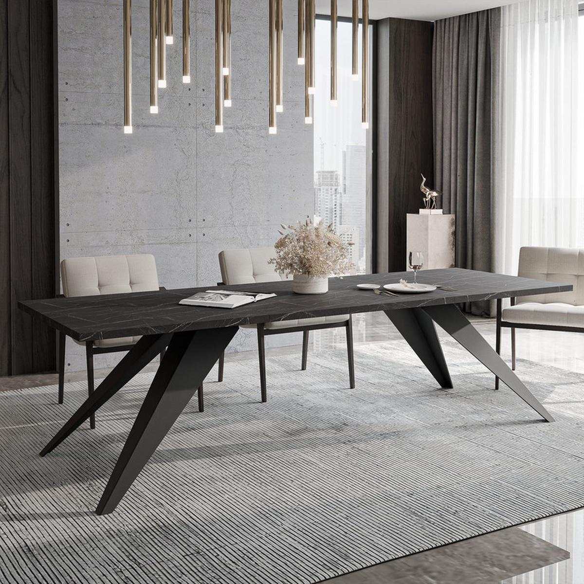 AUSZIEHTISCH XANDRO 160/90/76 cm mit Metallgestell, Schwarz / Grigia Pietra - Schwarz/Grau, Holzwerkstoff/Metall (90/160/76cm) - Idohome