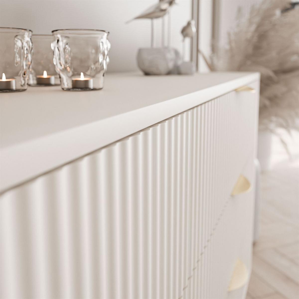 SIDEBOARD SCARLETT 163 2D3S MIT SCHUBLADEN BEIGE + GOLD - Beige, Holzwerkstoff (163/81/38cm) - Lookway