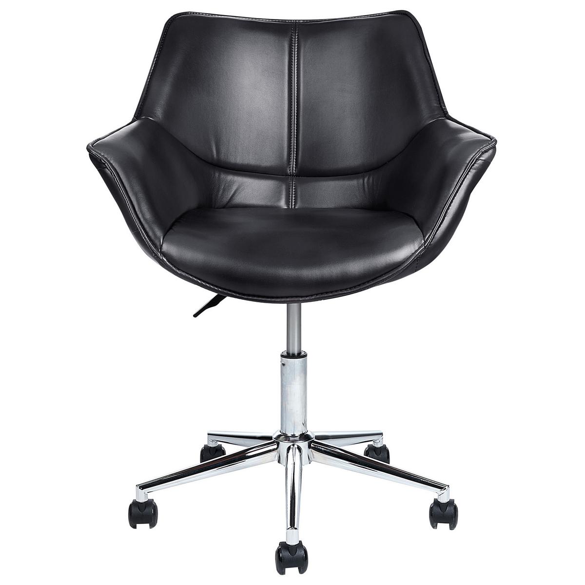 BÜROSTUHL Kunstleder Schwarz Newdale - Schwarz, Textil/Metall (62/79/62cm) - Beliani