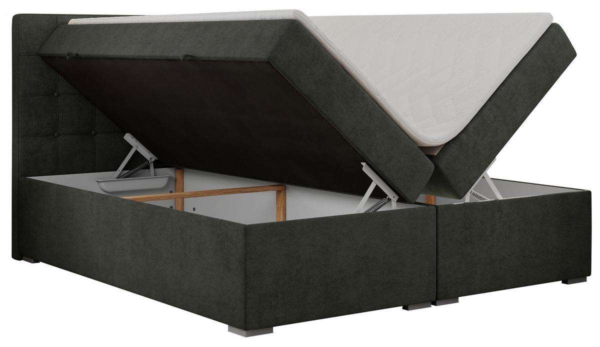 BOXBETT CARMEN 200/200 Dunkelgrau Struktur - H3 - Dunkelgrau, Holz/Textil (200/200cm) - MKS