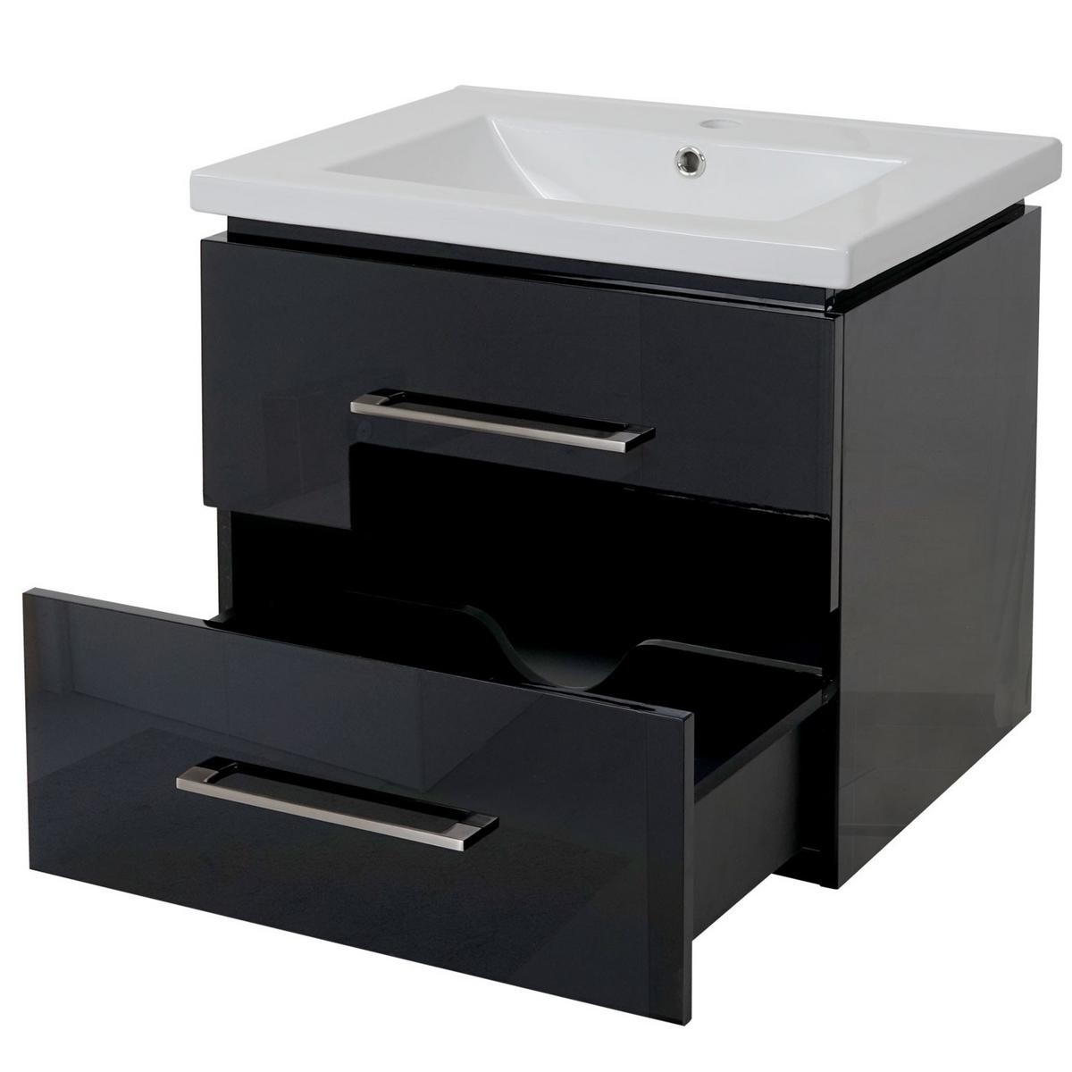 WASCHBECKENUNTERSCHRANK PREMIUM Schwarz - Schwarz, Holz (59/50/46cm) - MCW