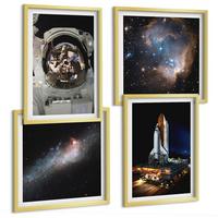 BILDER SET 4er Set - 50x50 cm & 40x60 cm Goldrahmen - Astronauten landen auf dem Mond - Goldfarben, Kunststoff (50/50cm) - TULUP