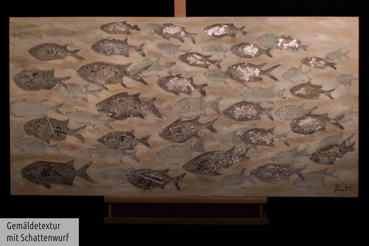 ACRYLBILD HANDGEMALT 120/60 cm - Beige/Grau, Holz/Textil (120/60cm) - KUNSTLOFT