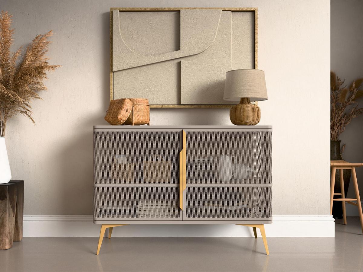 KOMMODE Modera 2 - Kaschmir/Goldfarben, Holzwerkstoff/Metall (120/85/40cm) - MIRJAN24