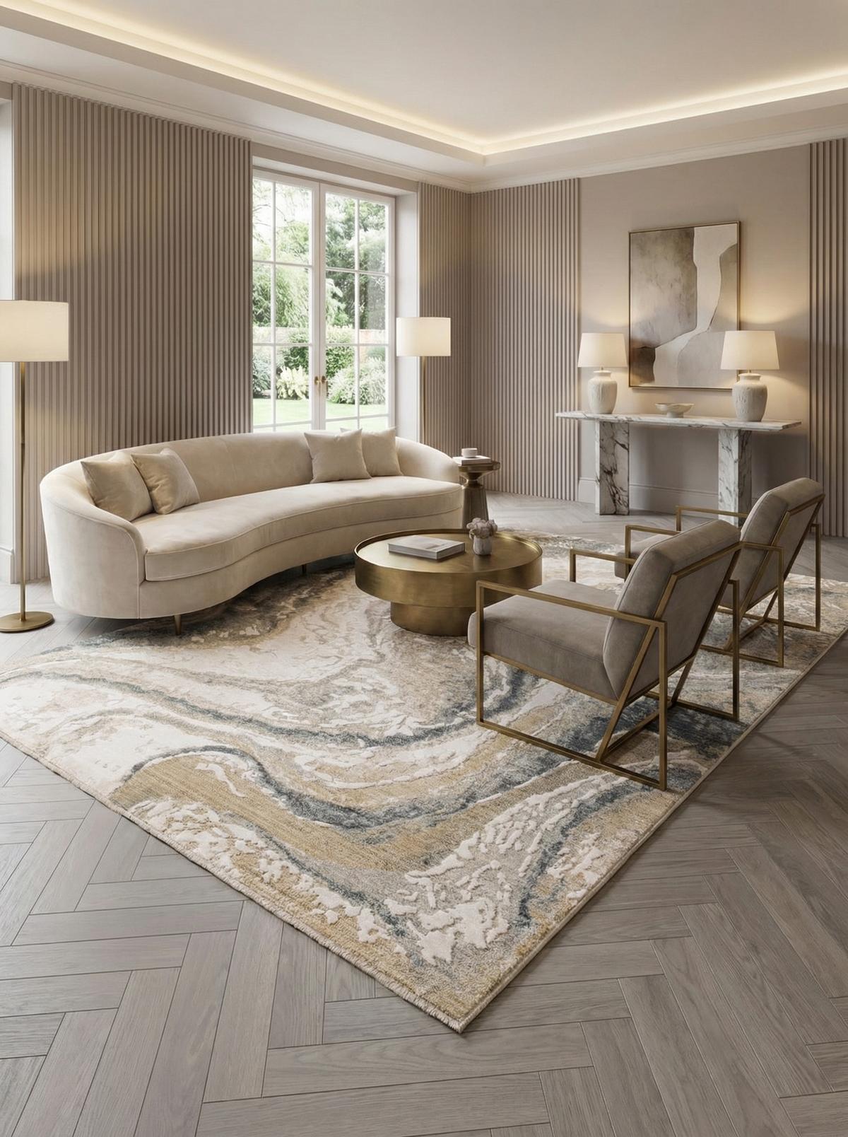 TEPPICH SIENA-Elsa, abstrakt, Grau-Beige, 200 x 300 cm - Grau, Textil (300/200cm) - KADIMA DESIGN