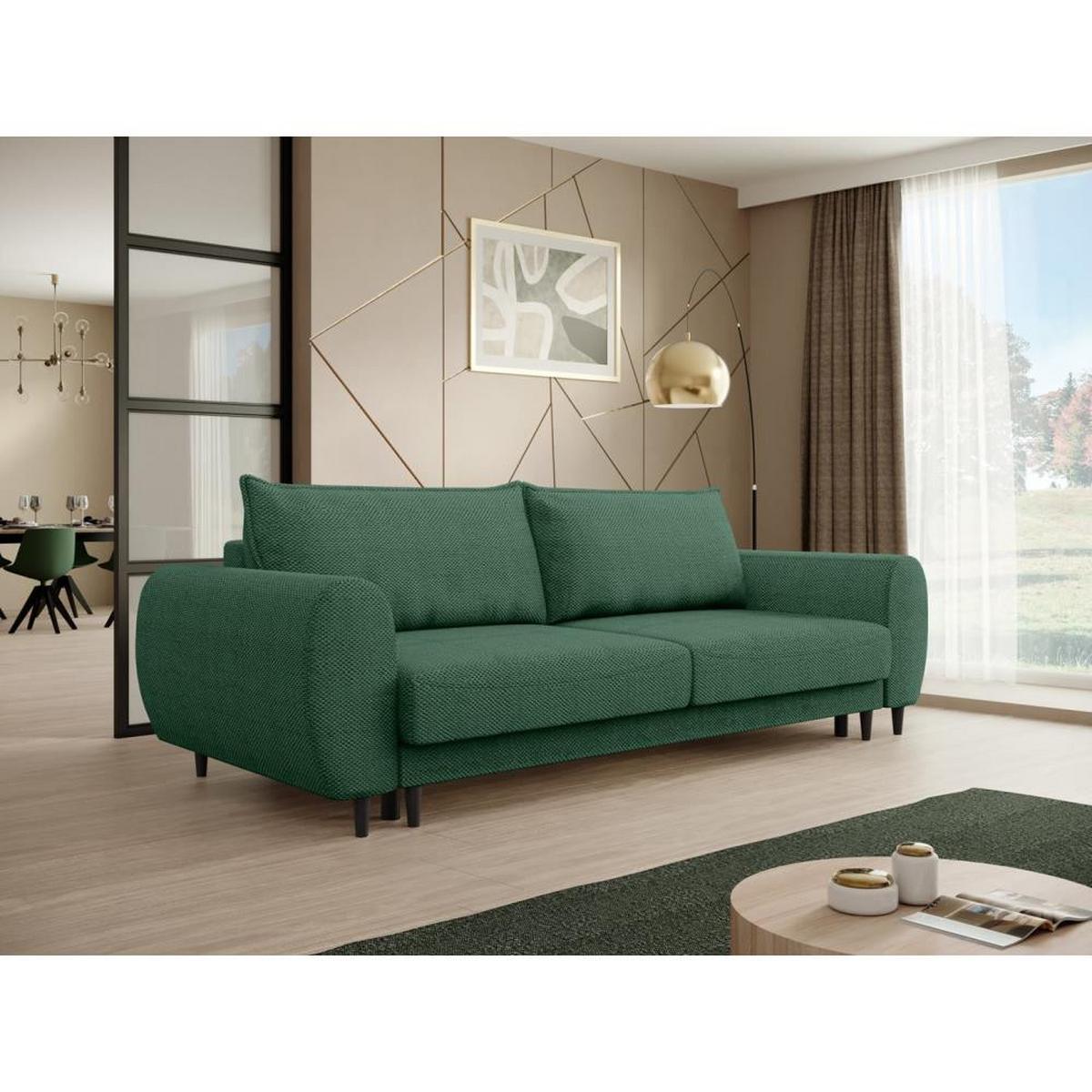 3-SITZER SCHLAFSOFA Cortez grün - Schwarz/Grün, Textil (251/76/95cm) - Beautysofa