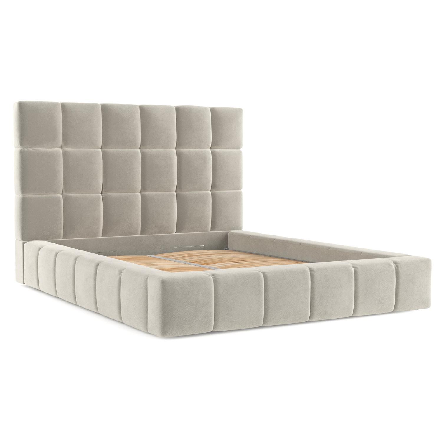 POLSTERBETT Skiathos mit Stauraum 180/200 cm Hellbeige im Terra NW Stoff - Beige/Schwarz, Holz/Holzwerkstoff (180/200cm) - AltaBeds