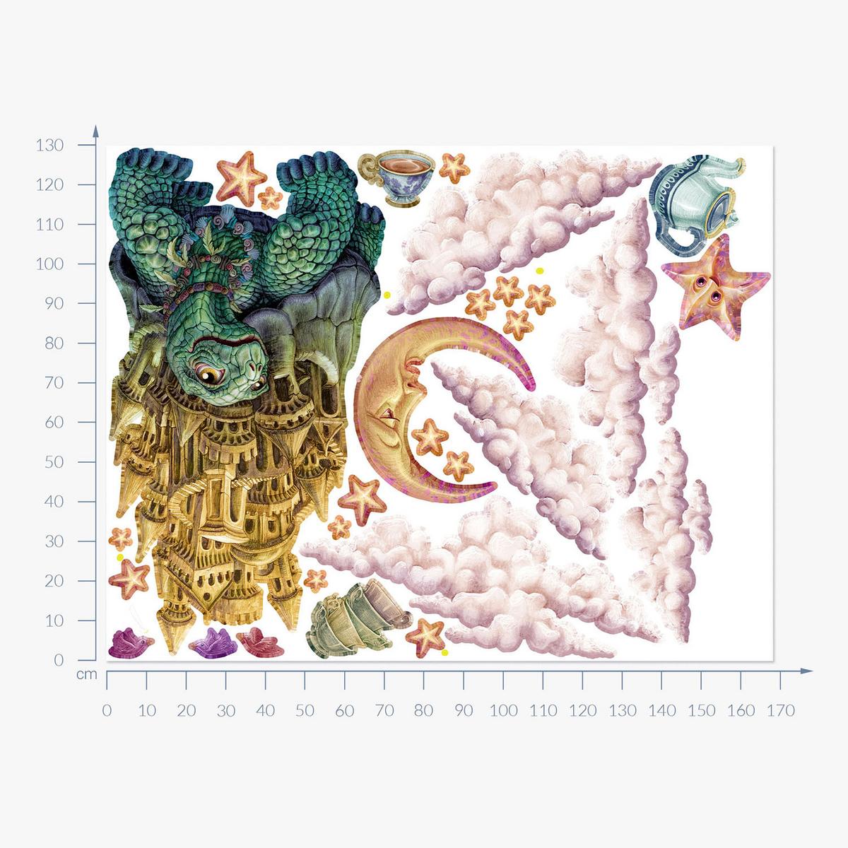 WANDAUFKLEBER 130x168cm - Märchentiere - Multicolor, Kunststoff (130/168/0.1cm) - Wallfluent