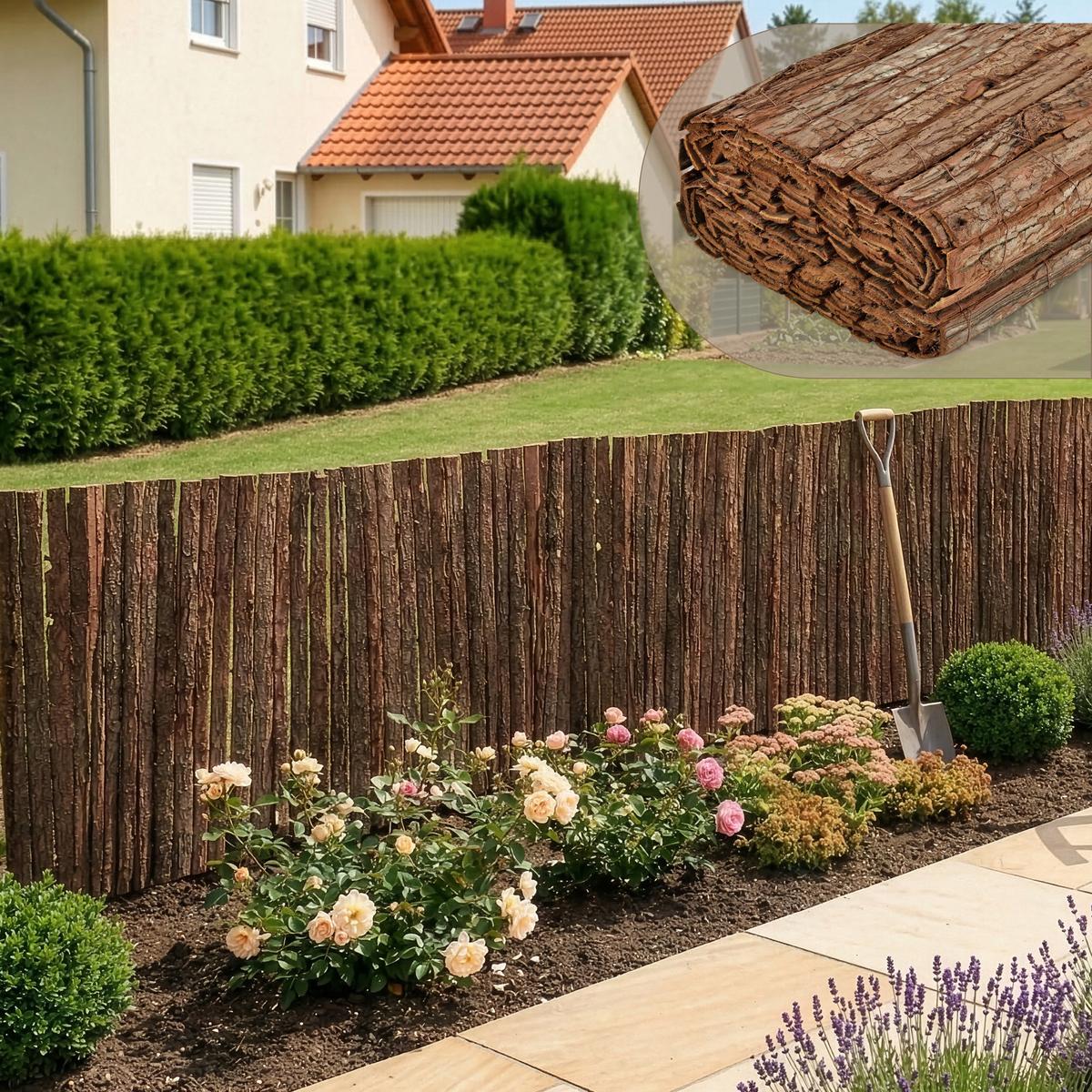 RINDENZAUN Zamora - Dunkelbraun, Naturmaterialien (300/90cm) - casa.pro