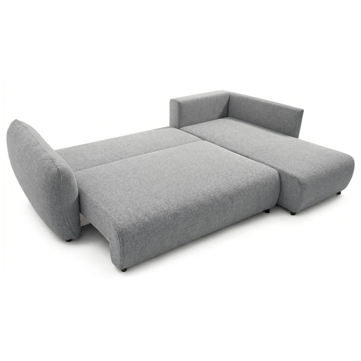 ECKSCHLAFSOFA Zordo GRAUER CHENILLE RECHTS MIT ZWEI BETTKÄSTEN - Grau, Kunststoff/Textil (170/256cm) - Selsey
