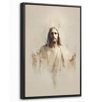 LEINWAND Bilder mit Rahmen - Porträt - Abstrakt - Jesus - Beige - 20x30 - Beige, Textil (20/30cm) - MuchoWow