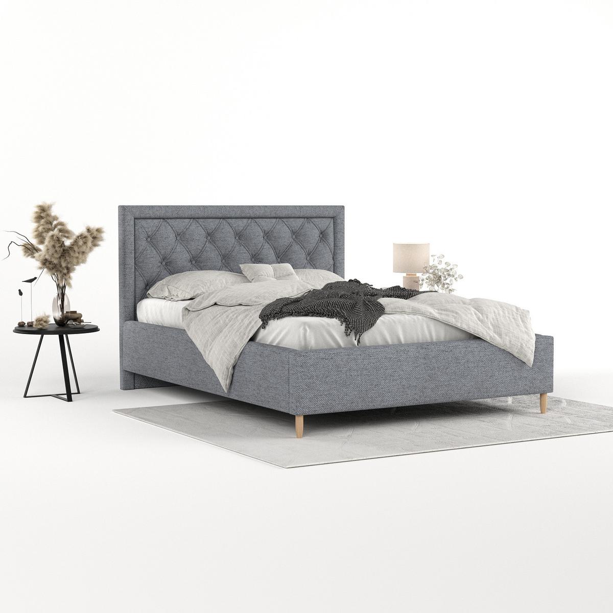 POLSTERBETT Lido 140/200 cm Grau im Neve Stoff - Naturfarben/Grau, Holz/Holzwerkstoff (140/200cm) - AltaBeds