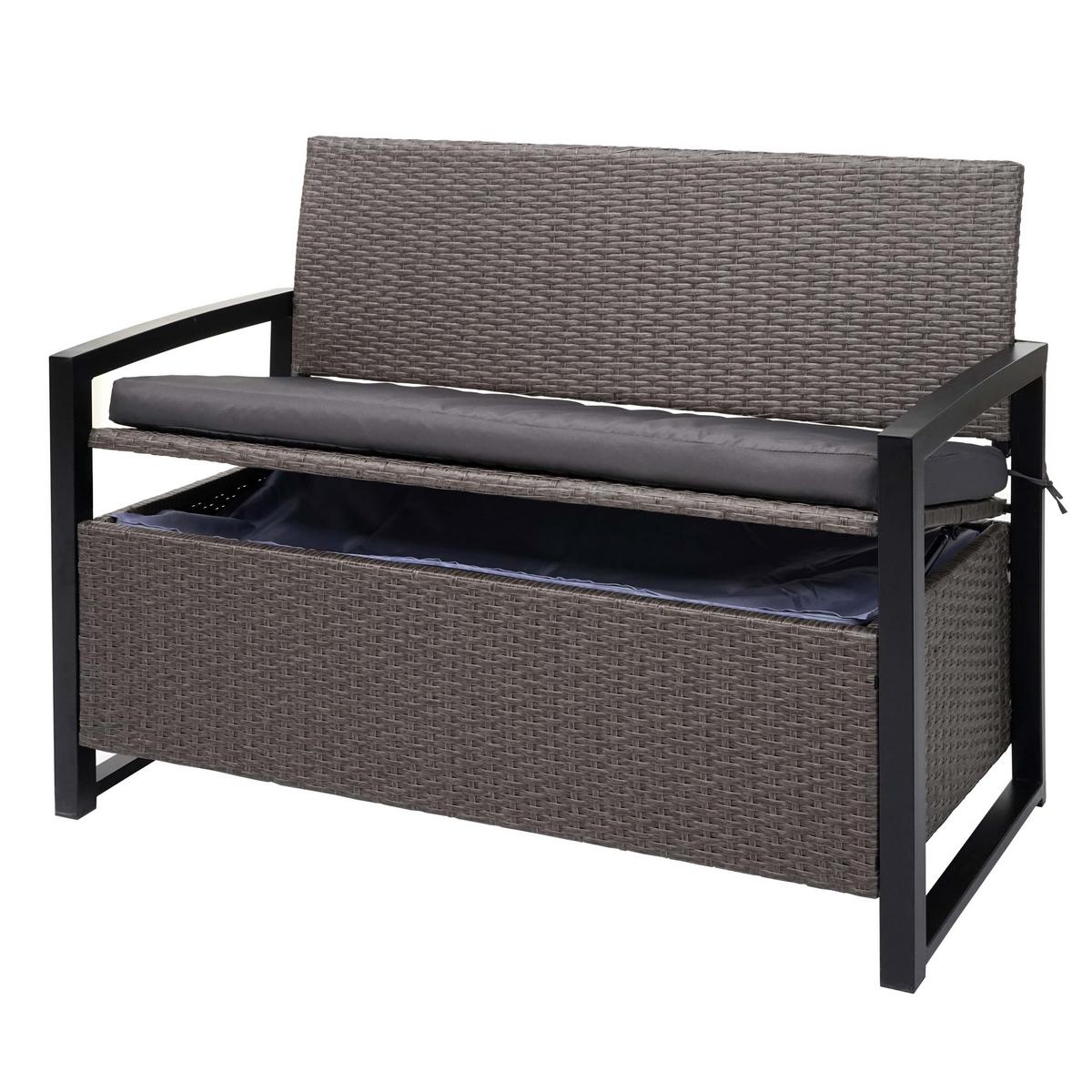 POLY-RATTAN 2ER SITZBANK Hellgrau, Grau - Hellgrau/Grau, Kunststoff (117/87/57cm) - MCW