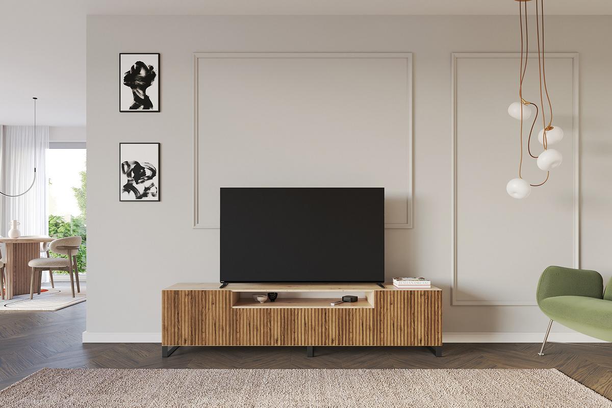 LOWBOARD NOA-2-S 200x53x41 cm - Artisan / Katania - Eiche Wotan/Schwarz, Holzwerkstoff (200/53/41cm) - ALTDECOR