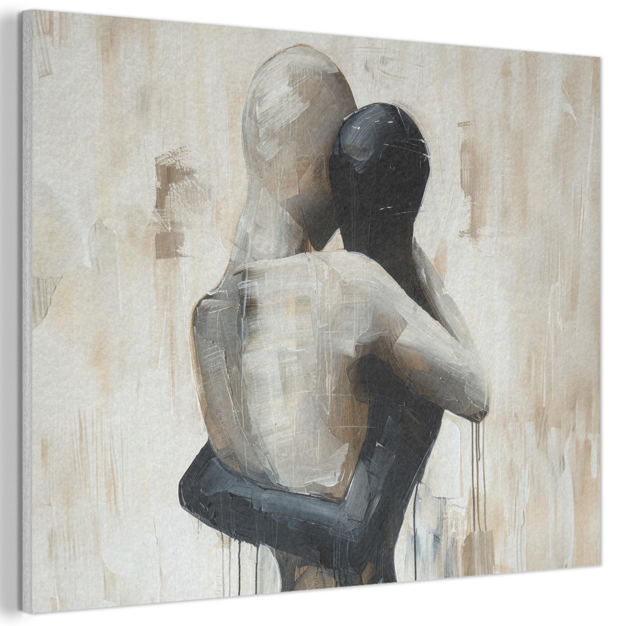 AKUSTIKBILD Abstrakt - Liebe - Schwarz und weiß - Modern Wanddeko 70x50 cm - Schwarz, Kunststoff (70/50/0.9cm) - MuchoWow