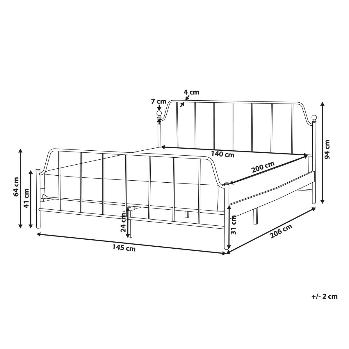 BETT mit Lattenrost 140x200 cm Schwarz Mauressac - Schwarz, Metall (140/200cm) - Beliani