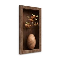 LEINWANDBILD Blumen in einer Vase in einer Holzvertiefung 3D 60x120cm - Braun, Textil (60/120cm) - Feeby