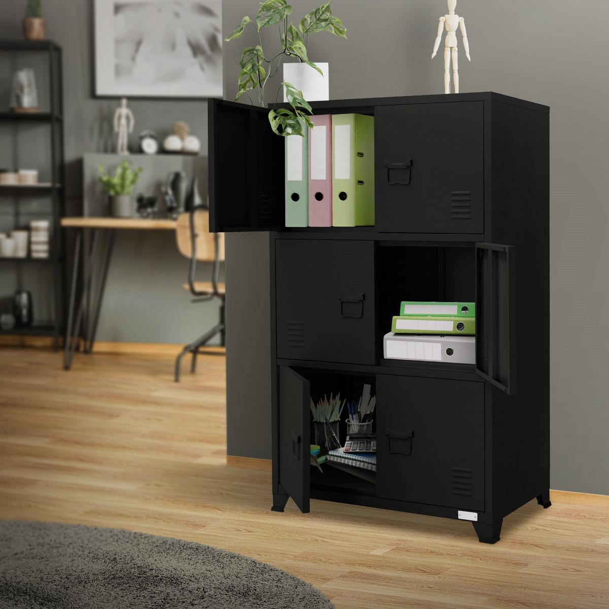 AKTENSCHRANK 75x40x120 cm Schwarz aus Stahl - Schwarz, Metall (40/120/75cm) - ML-DESIGN