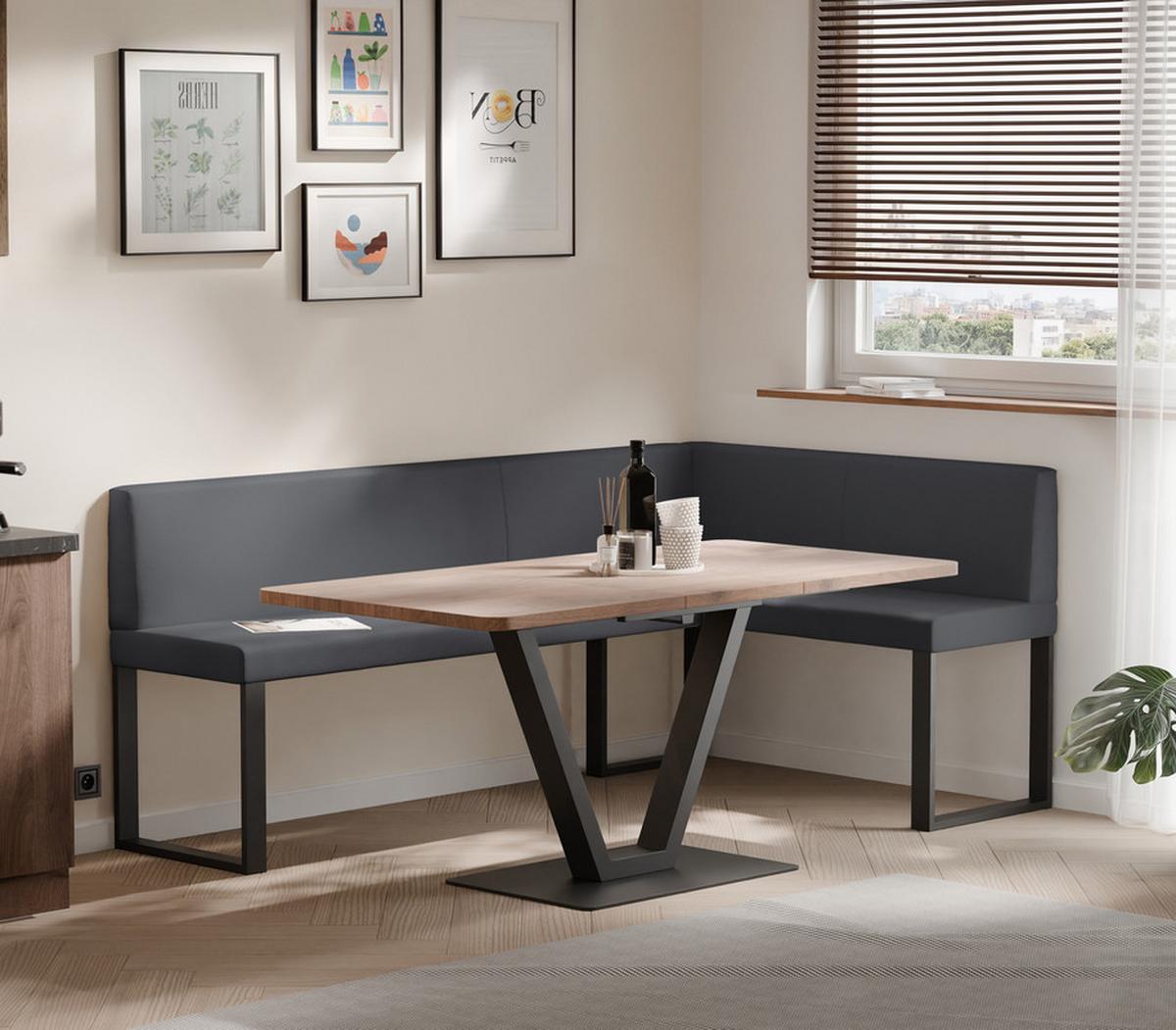 ECKBANK rechts SANA U Kunstleder glatt, 168/128 cm Grau - Grau, Kunststoff/Textil (128/168cm) - Idohome