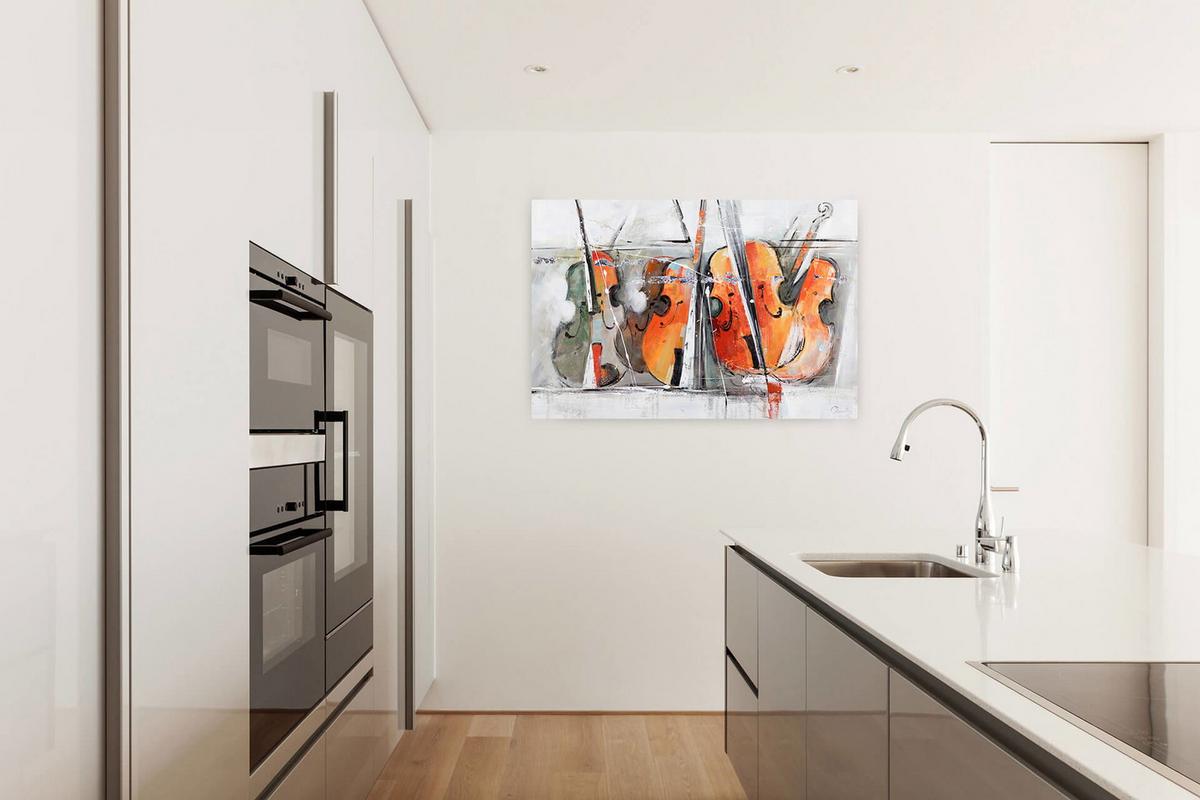 ACRYLBILD HANDGEMALT 120/80 cm - Orange/Grau, Holz/Textil (120/80cm) - KUNSTLOFT