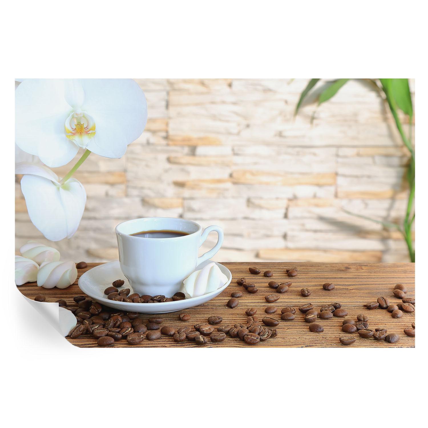 FOTOTAPETE 104x70 cm - Florale Entspannung - Weiß, Textil (104/70cm) - Wallfluent