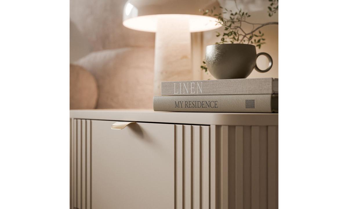 NACHTTISCH YVETTE 60/40/61 cm Kaschmir 2 Schubladen - Kaschmir/Goldfarben, Holzwerkstoff/Metall (60/61/40cm) - Lookway