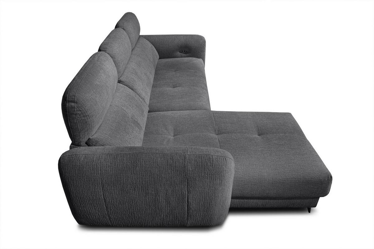 ECKSOFA SVEN 3-Sitzer, 1 Relax XL, verstellbare Kopfstützen, dunkelgrau - Anthrazit/Schwarz, Holzwerkstoff/Textil (256/163cm) - Wozimo