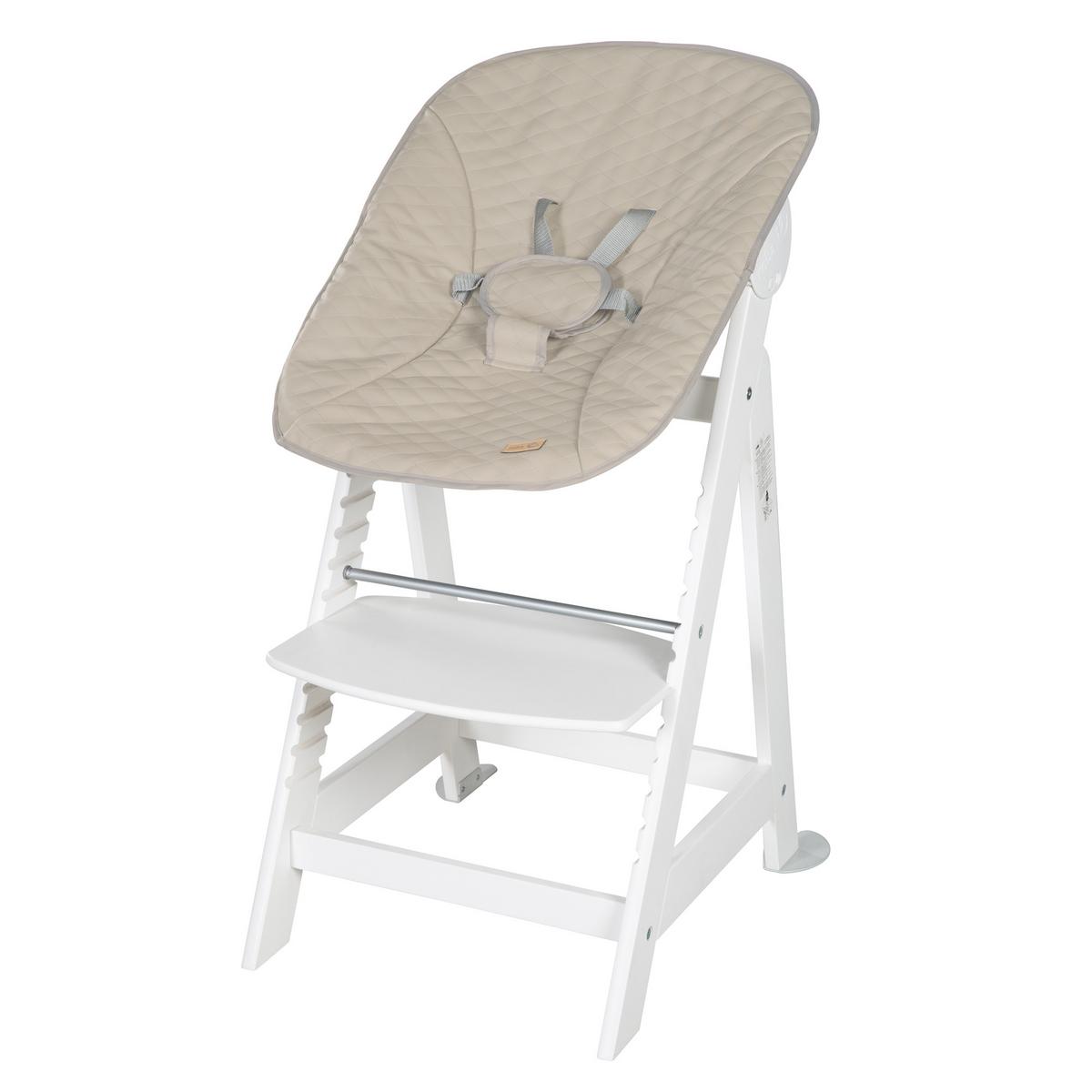 BABYHOCHSTUHL Born Up Luxe mit Neugeborenenaufsatz Weiß - Beige/Weiß, Holzwerkstoff/Textil (46/94/66.5cm) - Roba