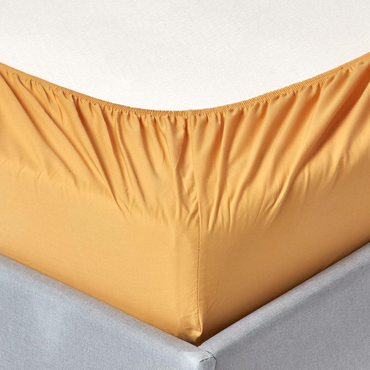 PERKAL-SPANNBETTLAKEN, Ägyptische Baumwolle, Fadendichte 200 - Gelb, Textil (150/200cm) - Homescapes