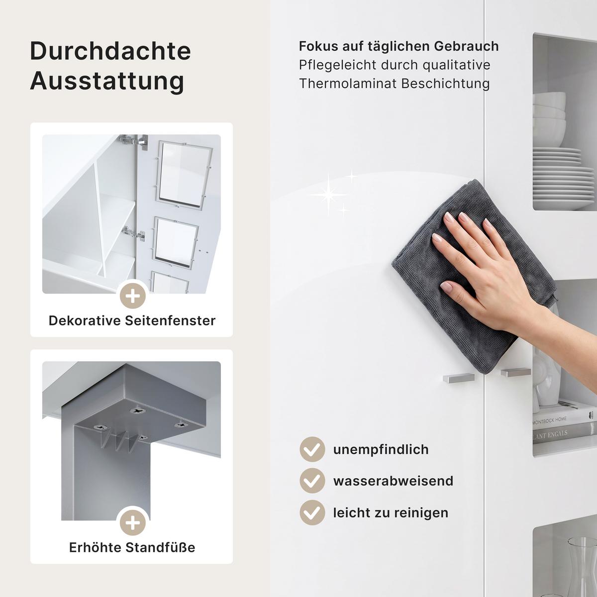 VITRINE Denjo Tür in Beton Oxid Optik - Hellgrau, Holzwerkstoff (71/129/35cm) - Vladon