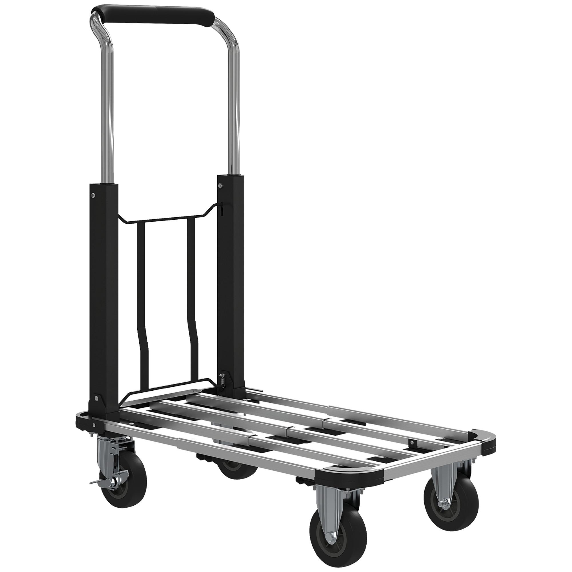 SACKKARRE Metall Aluminium Silber Schwarz - Schwarz, Metall (42/95/71.5cm) - HOMCOM