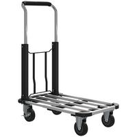 SACKKARRE Metall Aluminium Silber Schwarz - Schwarz, Metall (42/95/71.5cm) - HOMCOM