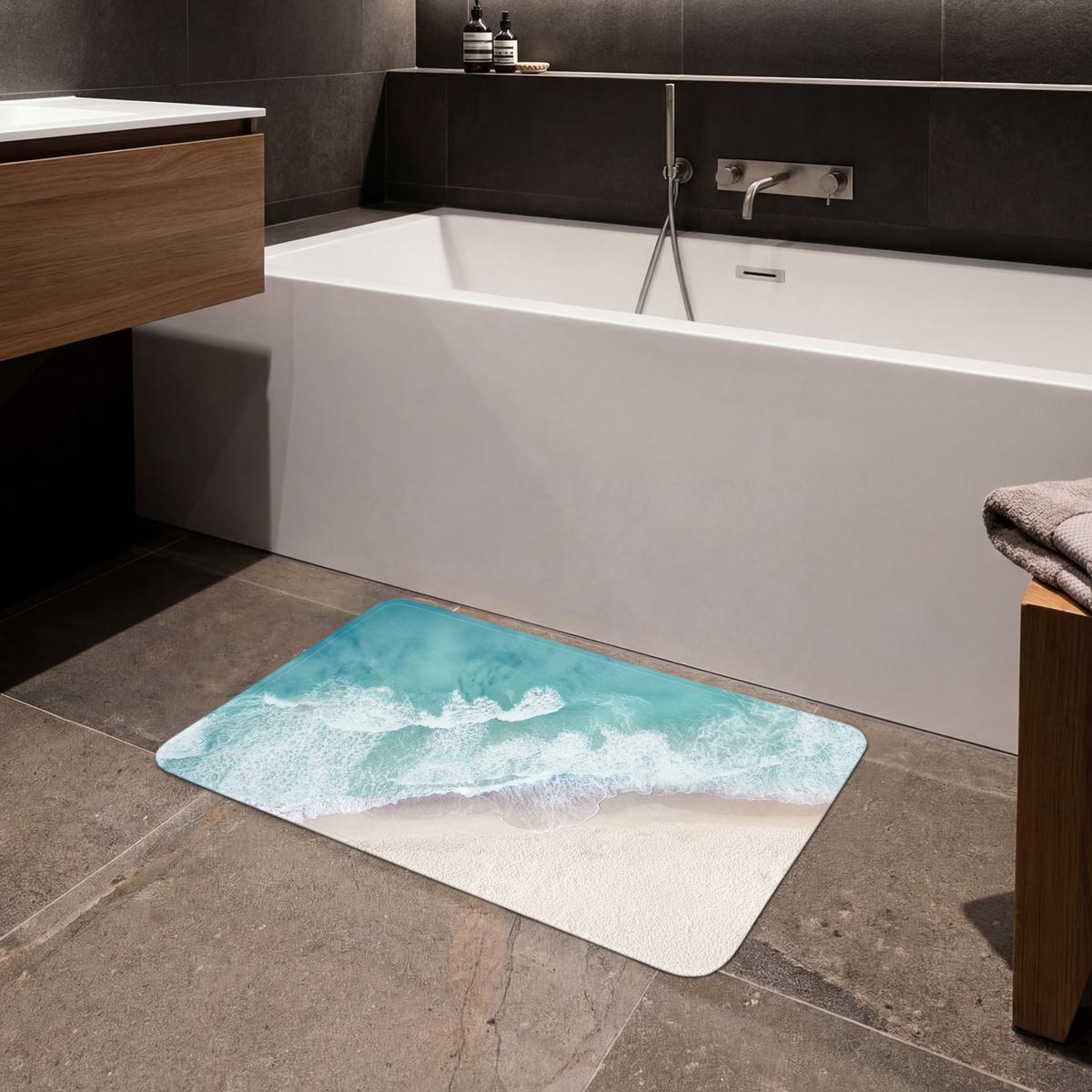 BADEMATTE Strand - Meer - Natur - Sommer 80x50 cm - Türkis, Textil (80/50cm) - OnlyWow