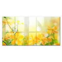 WANDUHR aus Glas 60x30 cm - Blumen - Gelb, Glas (60/30/0.4cm) - TULUP