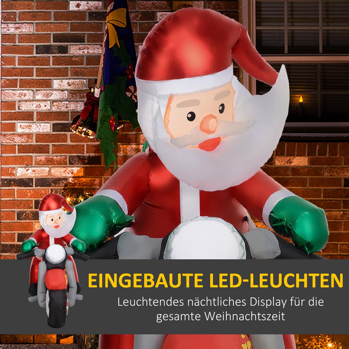 AUFBLASBAR Weihnachtsdeko, 1,7 m Weihnachtsmann mit LED-Beleuchtung, Gartendeko - Rot, Kunststoff (95/170/180cm) - Outsunny