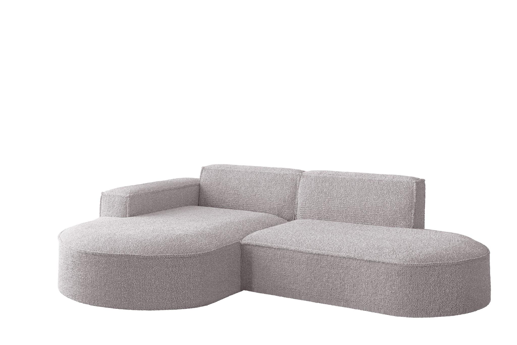 ECKSOFA Palma Xs Ottomane Ascot Bukla - Rosa, Holzwerkstoff/Textil (236/165cm) - Fun Möbel
