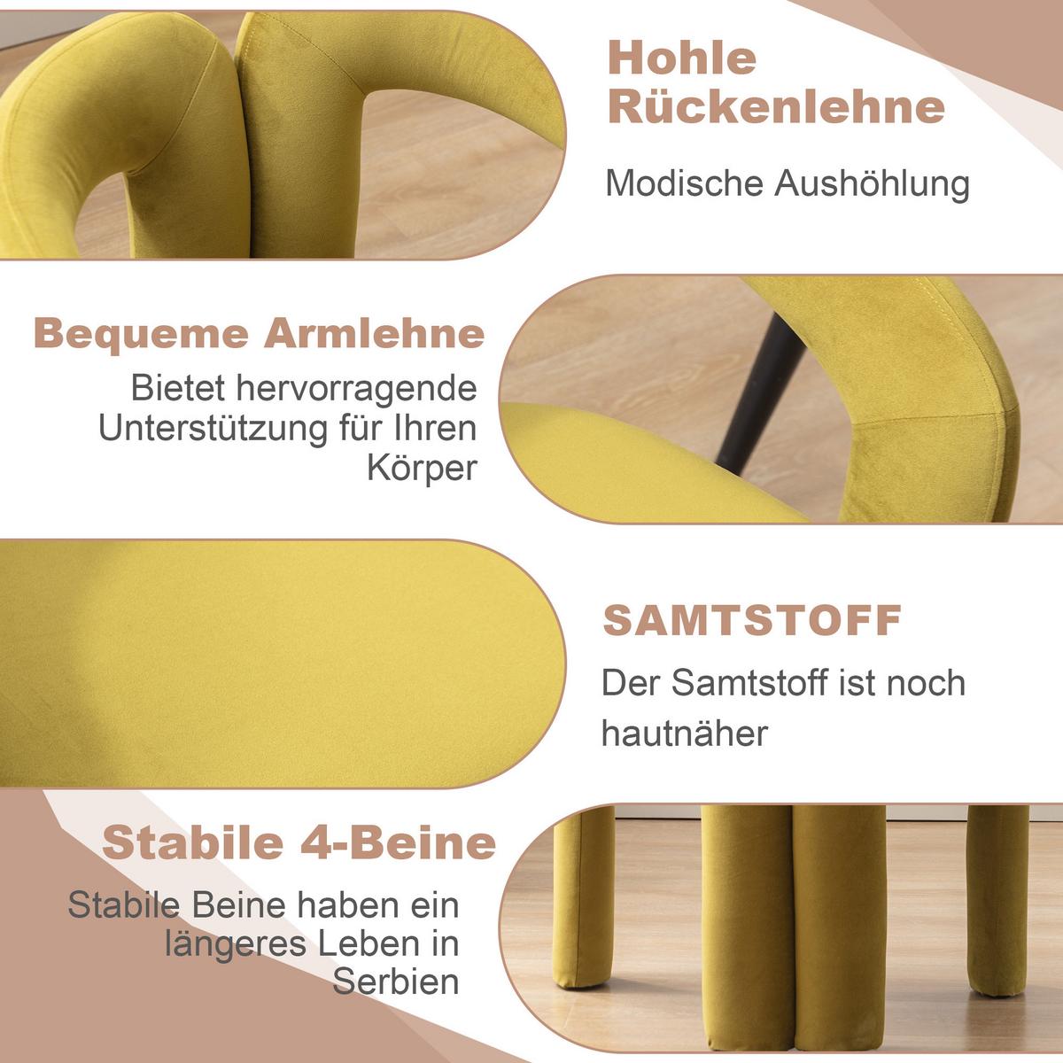 ESSZIMMERSTUHL 2er-Set Samt Sessel Modernes Design Holzbeine - Olivgrün, Textil (64/71/50.5cm) - Urban Meuble