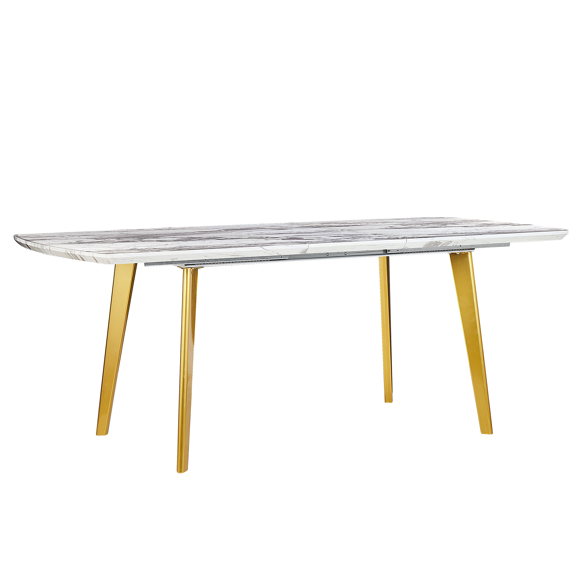 ESSTISCH 160-200/90/77 cm Weiß, Goldfarben Rechteckig Mosby - Weiß, Holzwerkstoff (200/90/77cm) - Beliani
