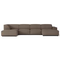 WOHNLANDSCHAFT Sellmo 366 cm - Hellbraun/Schwarz, Kunststoff/Textil (370/70/184cm) - Selsey