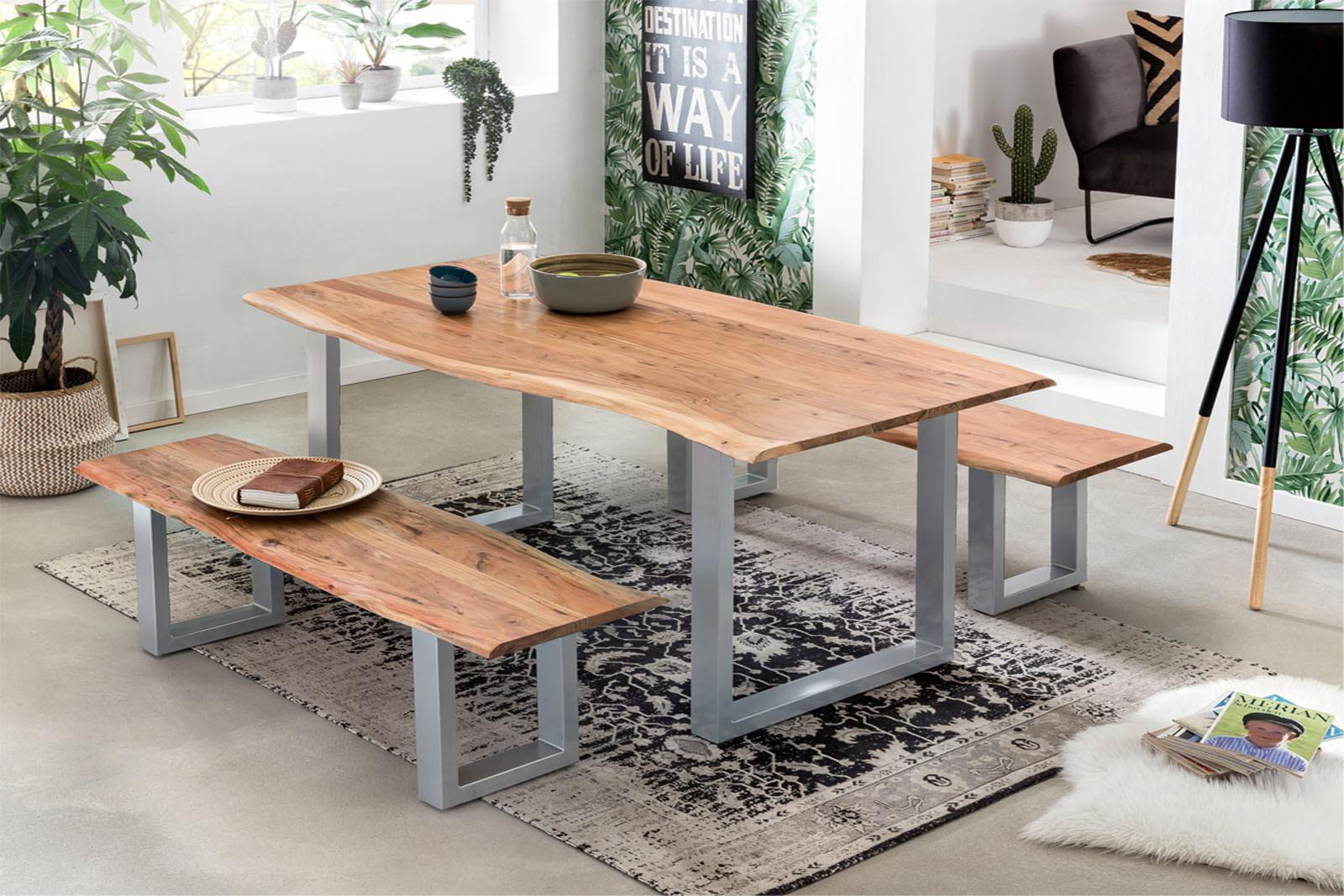 ESSTISCH TOPS&TABLES - Beige/Schwarz, Holz/Metall (85/160/77cm) - SAM
